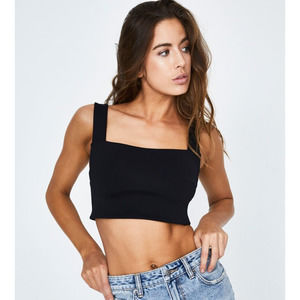 KSUBI Neoprene Jersey Crop Top in Black‎
